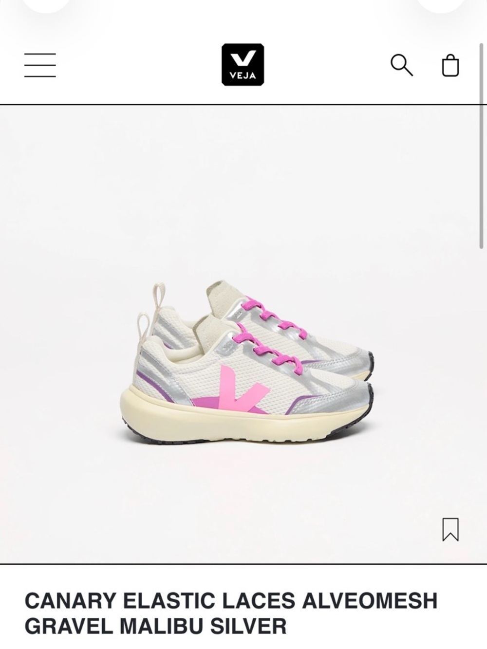 Veja Kids Canary Sneakers in Pink, White & Silver